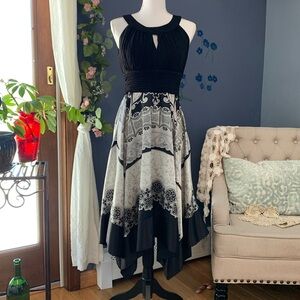 Fun Flirty Special Occasion Dress Size 10 Black Handkerchief Skirt Lined…